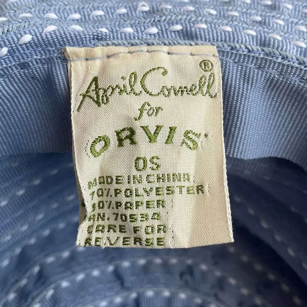 APRIL CORNELL x ORVIS Vintage Blue and White Woven Cottagecore Sun Hat OS